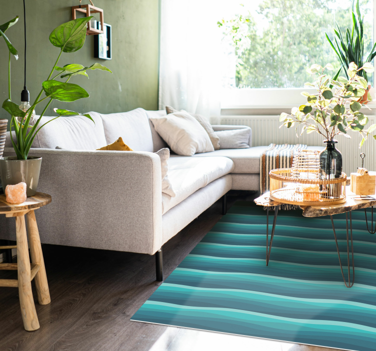Vinyl Teppich Wohnzimmer ruhige blaue wellen - TenStickers