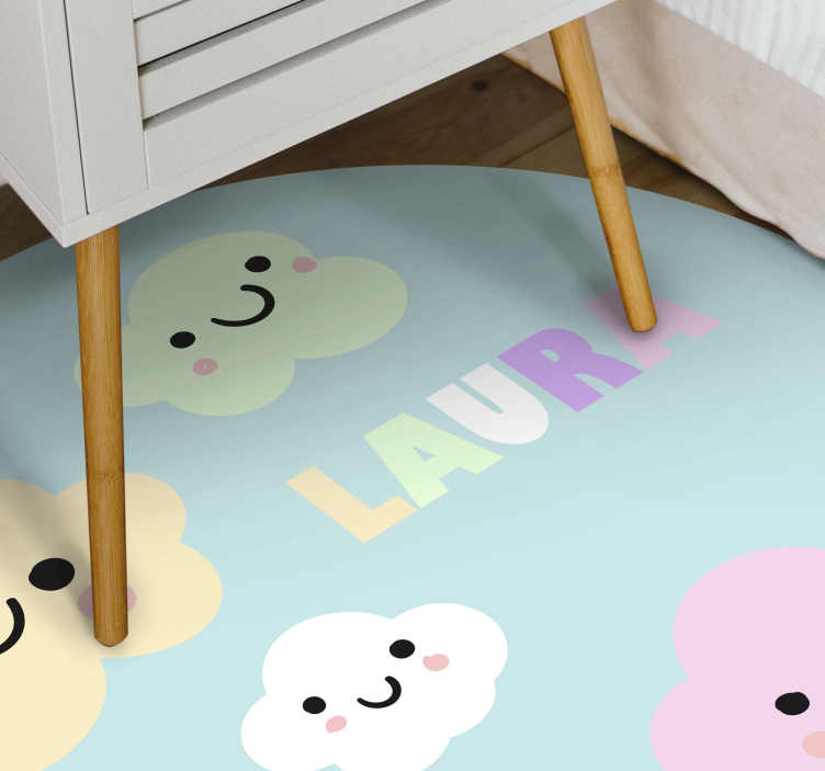 Vinyl Teppich mit Namen anpassbare wolken - TenStickers