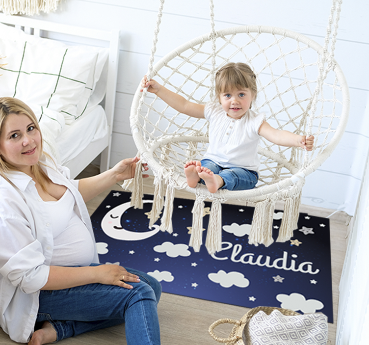 Vinyl Teppich mit Name anpassbares Sternennachtdesign - TenStickers