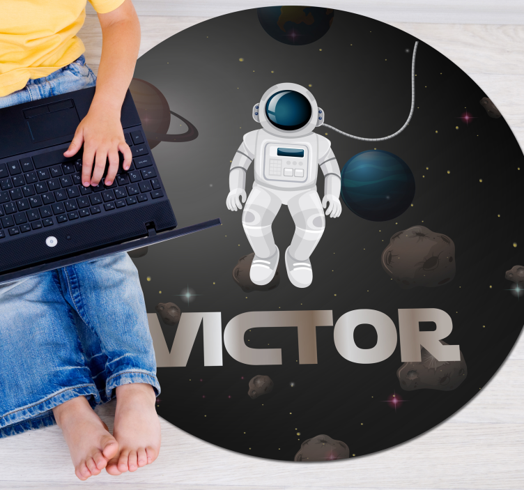 Vinyl Teppich kindlich universum astronaut mit namen - TenStickers