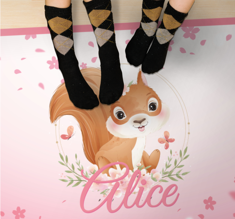 Vinyl Teppich mit Namen eichhörnchenillustration - TenStickers