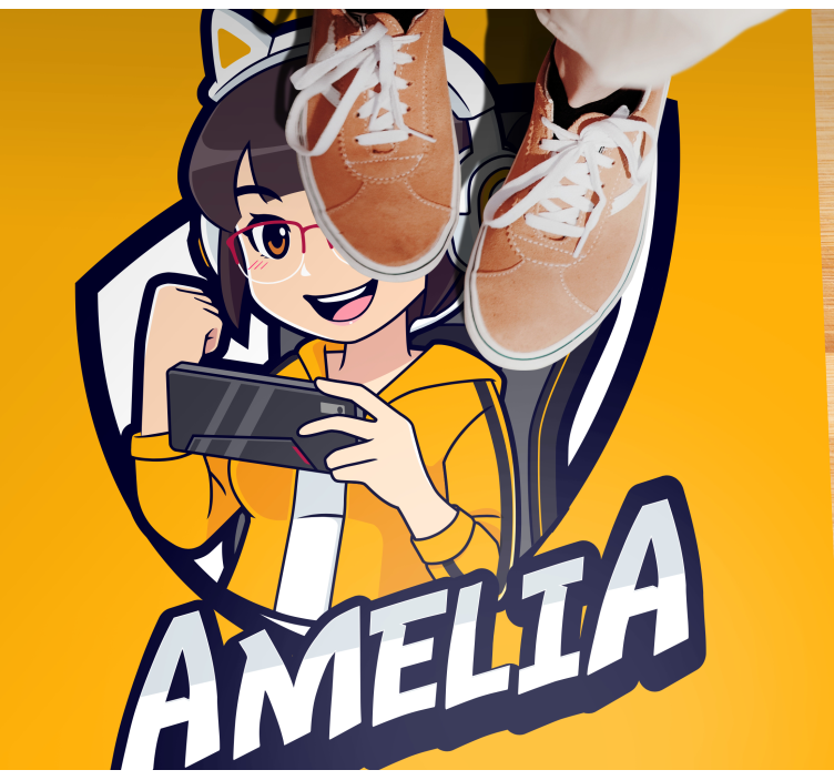 Vinyl teppich jugendzimmer mit individuellem gaming-porträt - TenStickers