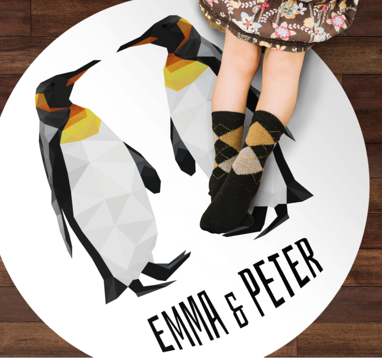 Vinyl Teppich mit Namen geometrische pinguine - TenStickers