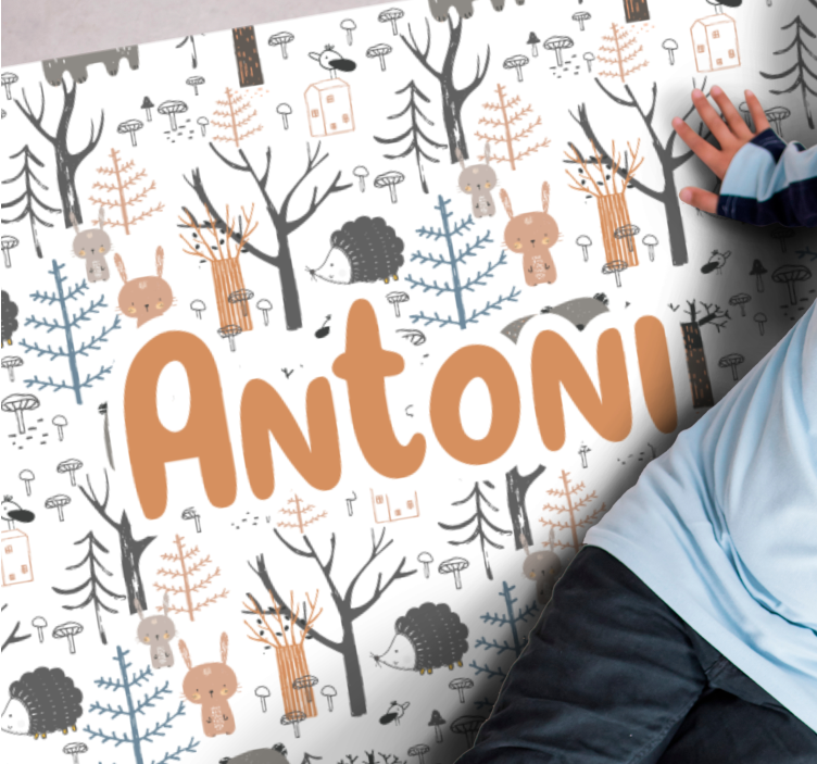 Vinyl Teppich mit Namen individuell gestalteter wald - TenStickers