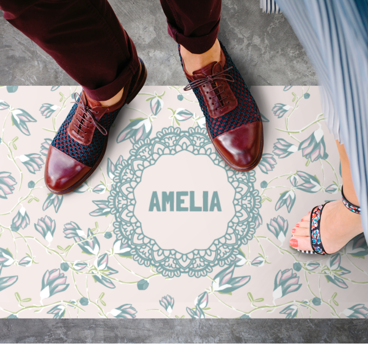 Vinyl Teppich Schlafzimmer blumenmuster mit namen - TenStickers