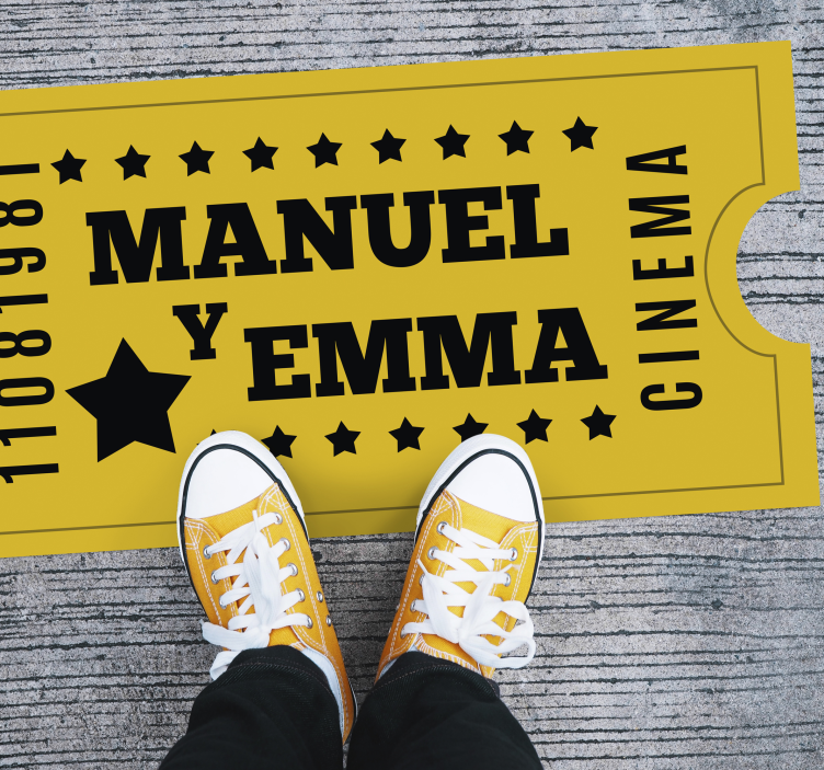 Vinyl Teppich mit Namen kinokarte für paare - TenStickers