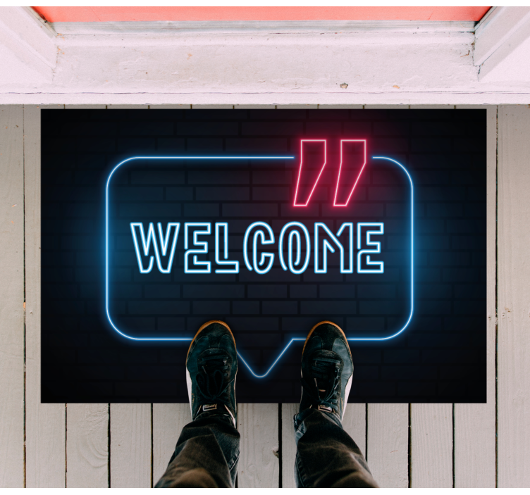 Vinyl Teppich Eingang neonblaues schild - TenStickers