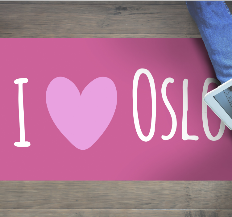 Vinyl Teppich Text ich liebe oslo pink design - TenStickers