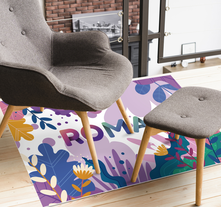 Vinyl Teppich mit Namen personalisierte botanische - TenStickers