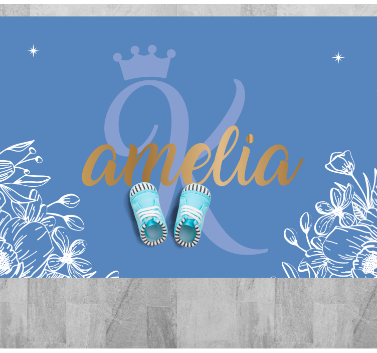 Vinyl Teppich Jugendzimmer floraler name und initial - TenStickers