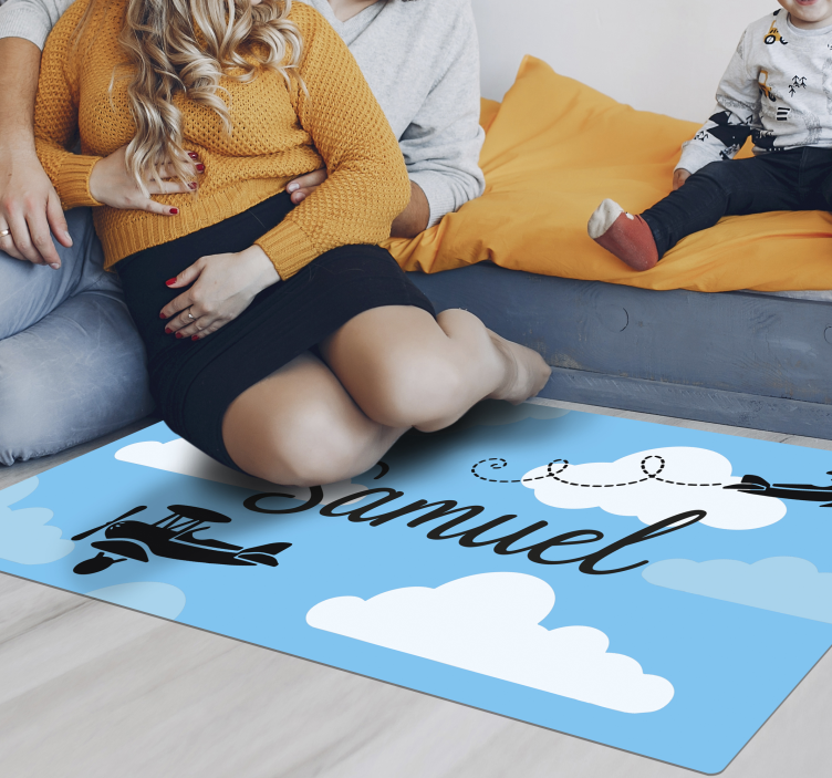 Vinyl Teppich kindlich himmelsflugzeuge mit namen - TenStickers