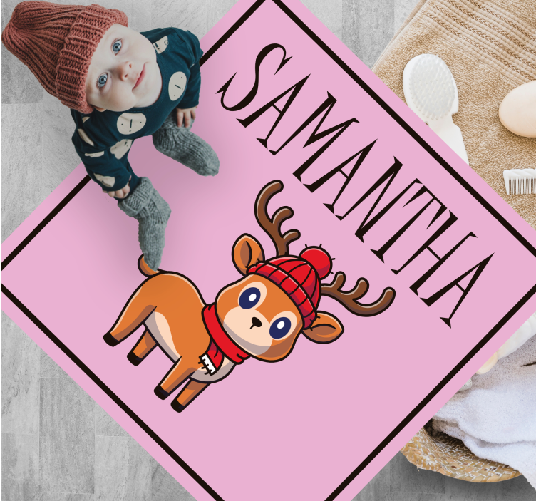 Vinyl Teppich Weihnachten baby-rentier mit namen - TenStickers