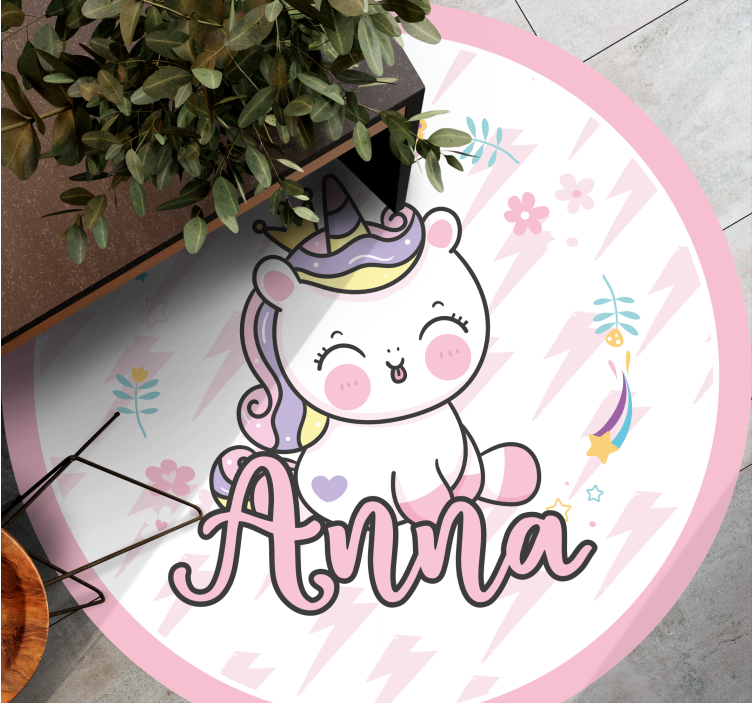 Vinyl Teppich kindlich baby-einhorn mit namen - TenStickers