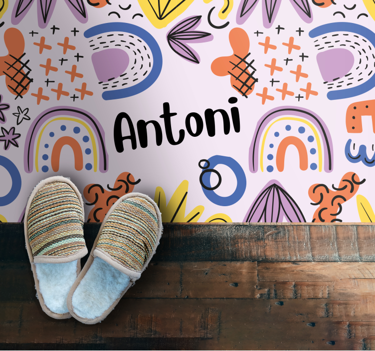 Vinyl Teppich kindlich nordisch geometrisch mit namen - TenStickers