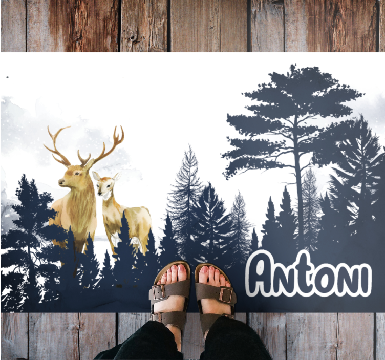 Vinyl Teppich mit Namen wald fauna silhouette - TenStickers