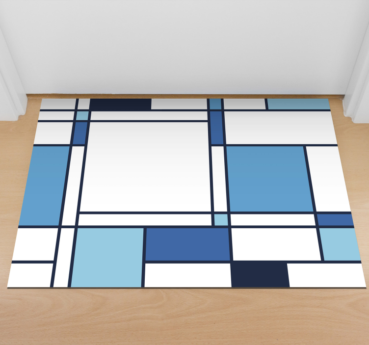 Vinyl Teppich modern blaues geometrisches motiv - TenStickers