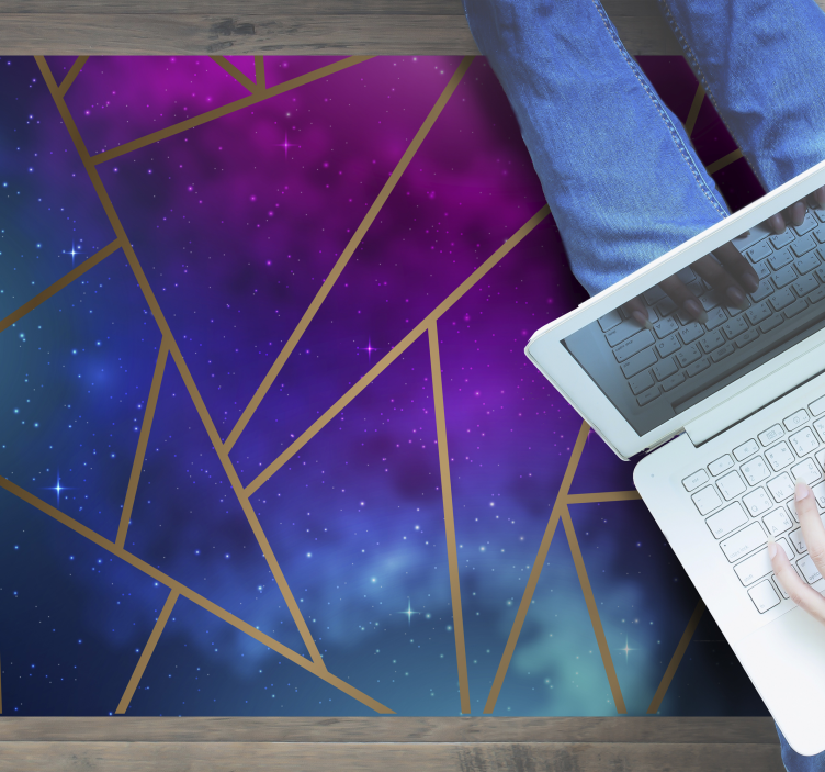 Vinyl teppich geometrisch in kosmisch blau und lila - TenStickers