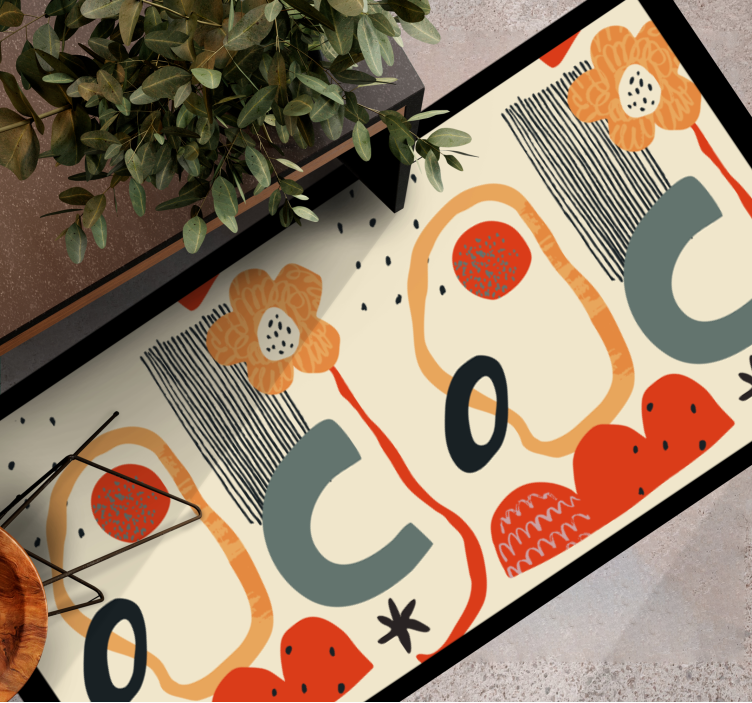 Vinyl Teppich modern kräftige florale elemente - TenStickers