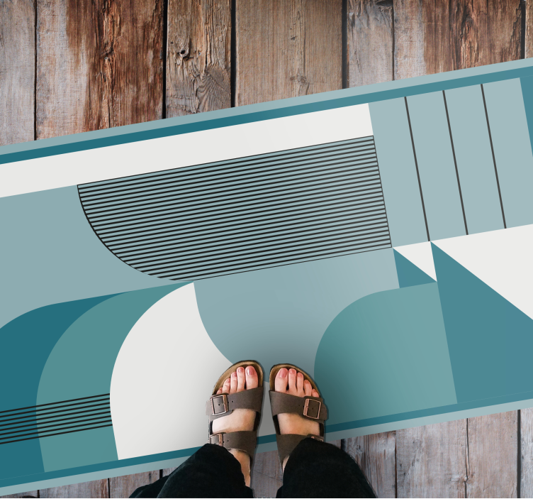 Vinyl Teppich modern blaue abstrakte geometrische formen - TenStickers