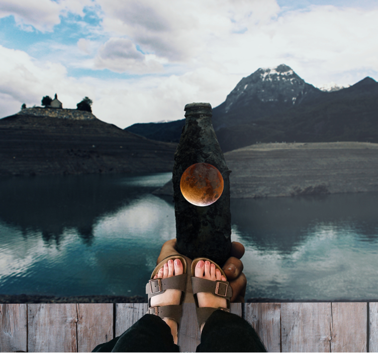 Vinyl Teppich Natur flaschenmondansicht - TenStickers