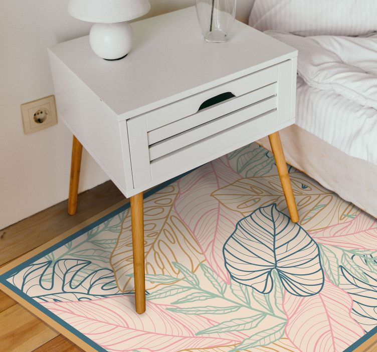 Vinyl teppich natur mit blättrigen tropenmuster - TenStickers