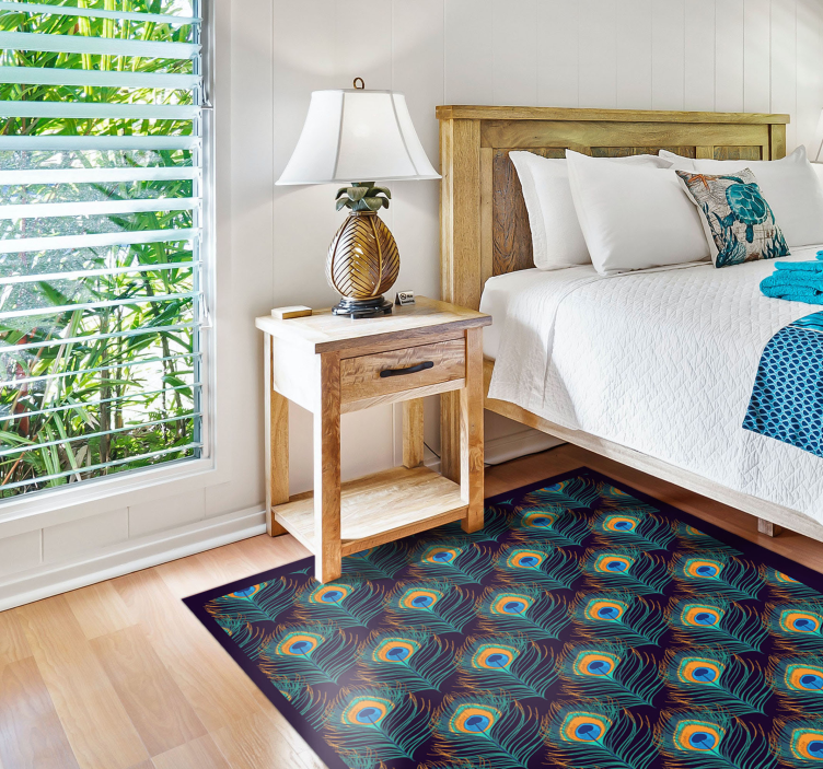 Vinyl Teppich Schlafzimmer pfauenfeder-motiv - TenStickers