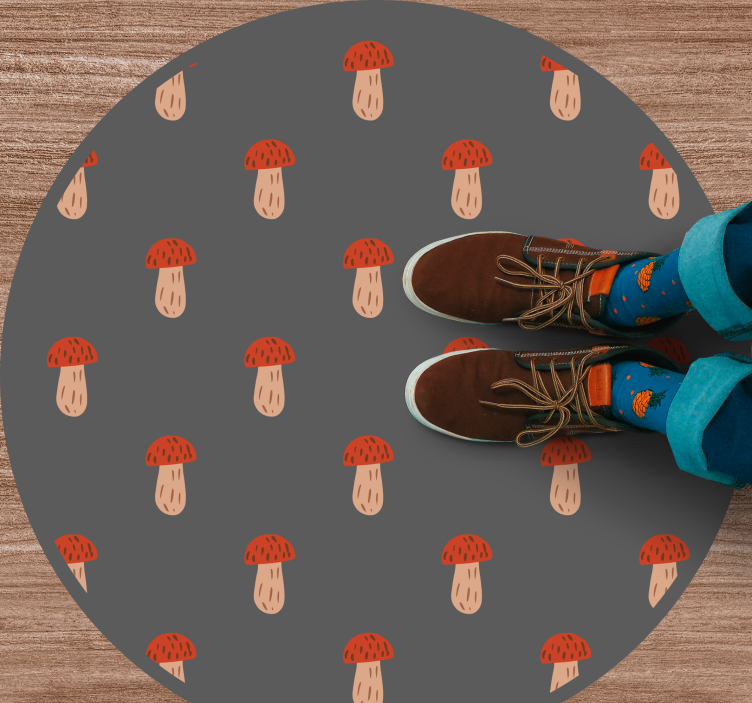 Vinyl Teppich Küche pilz gemustert rund - TenStickers