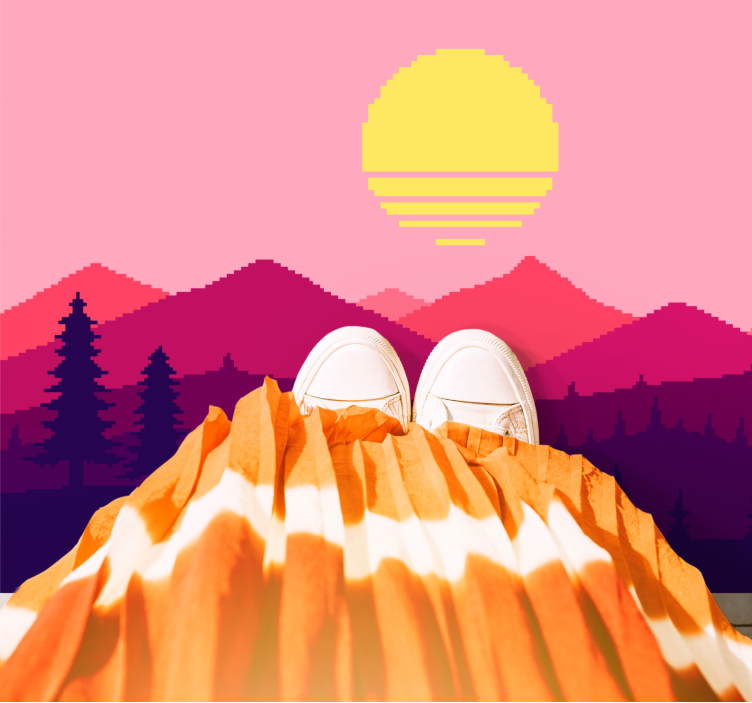 Vinyl Teppich Natur sonnenuntergang bergblick - TenStickers