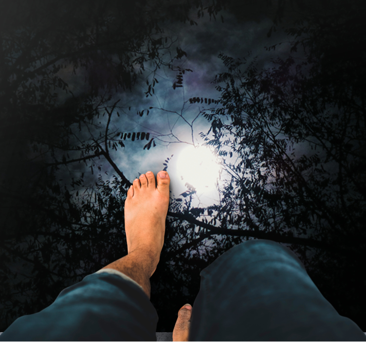 Vinyl Teppich Natur unheimlicher mondbeschienener wald - TenStickers