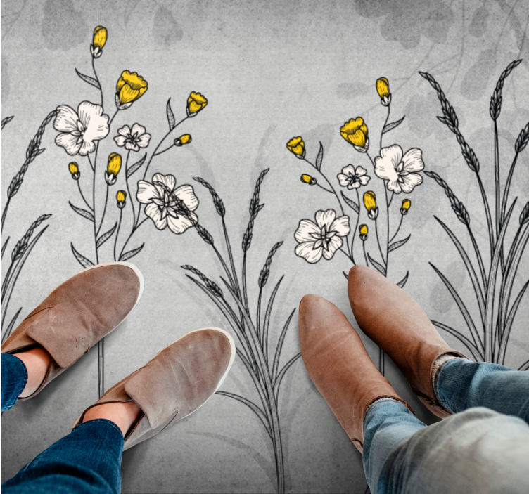 Vinyl Teppich Blumen blumenskizzendetail - TenStickers