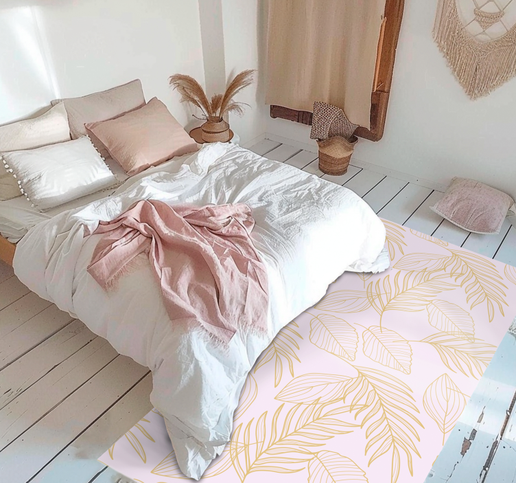 Vinyl Teppich Blumen goldenes Blattmuster-Overlay - TenStickers