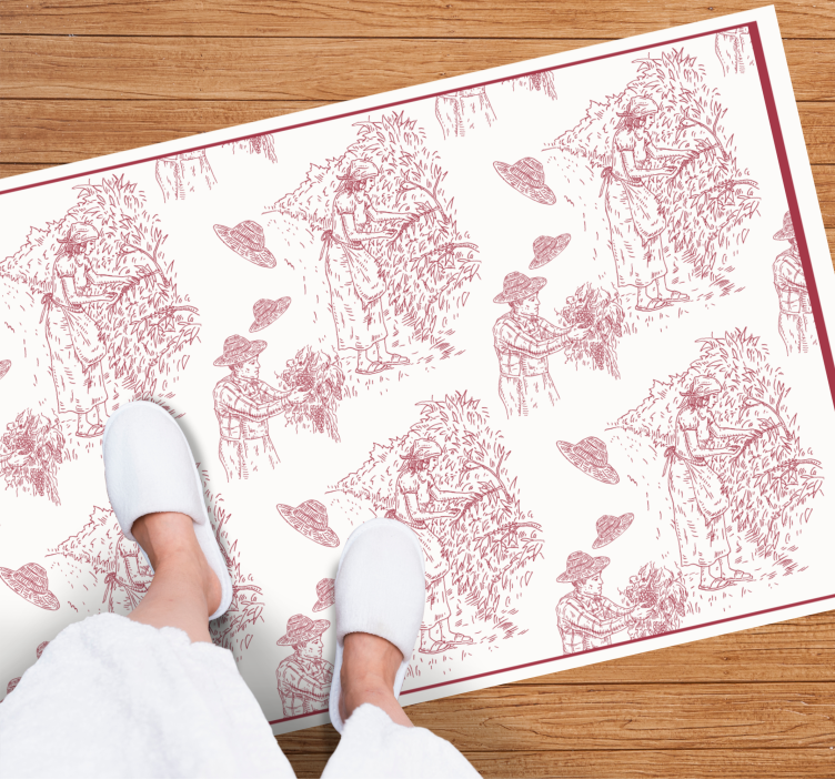 Vinyl Teppich Vintage pastoral Scene Toile Pattern - TenStickers