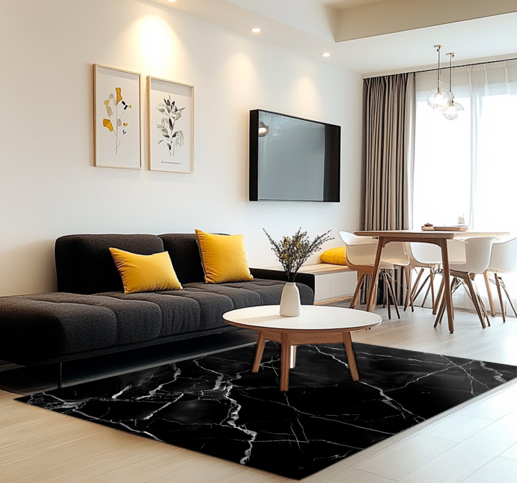 Vinyl Teppich schwarz Marmorimitation - TenStickers