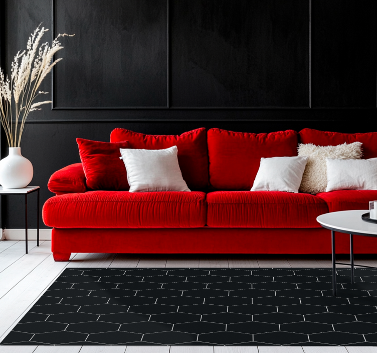 Vinyl Teppich schwarz sechseck-mosaik - TenStickers