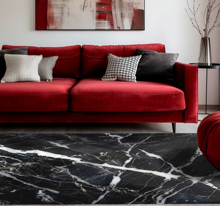 Vinyl Teppich schwarz weiße  marmor Schattierungen - TenStickers