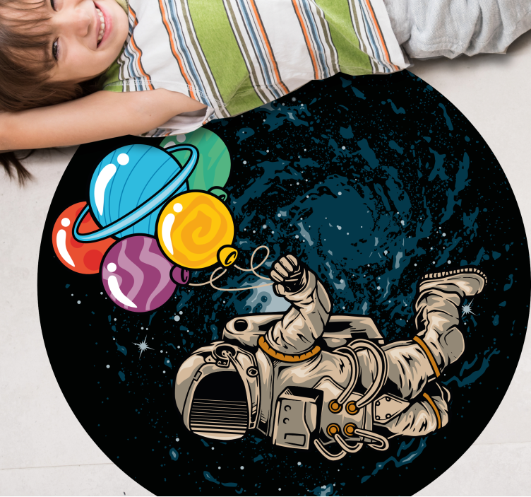 Vinyl Teppich kindlich astronaut mit ballons - TenStickers