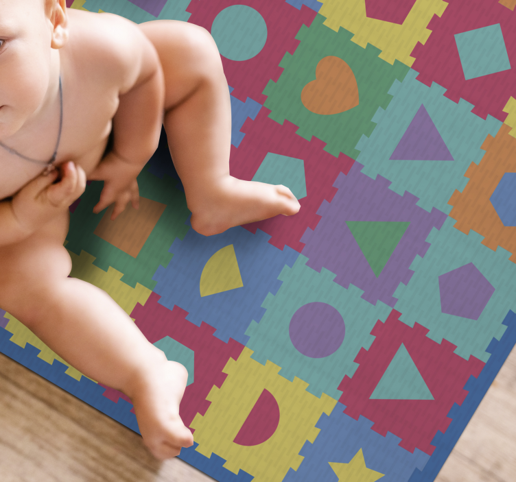 Vinyl Teppich Baby bunte puzzle-imitation - TenStickers