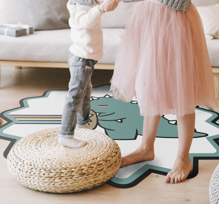 Vinyl Teppich kindlich dinosaurier-regenbogen-atem - TenStickers