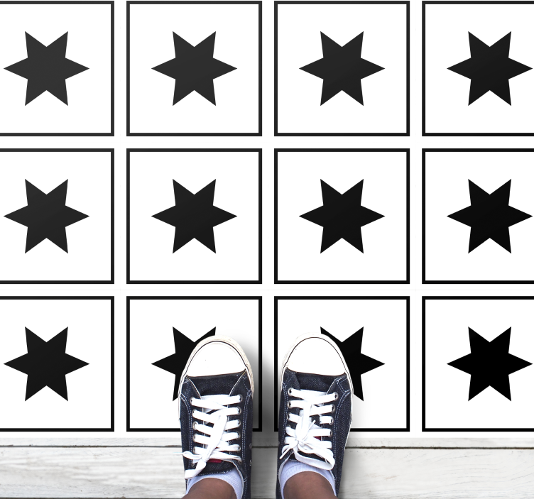 Vinyl Teppich Sterne schwarz-weiß-motiv - TenStickers