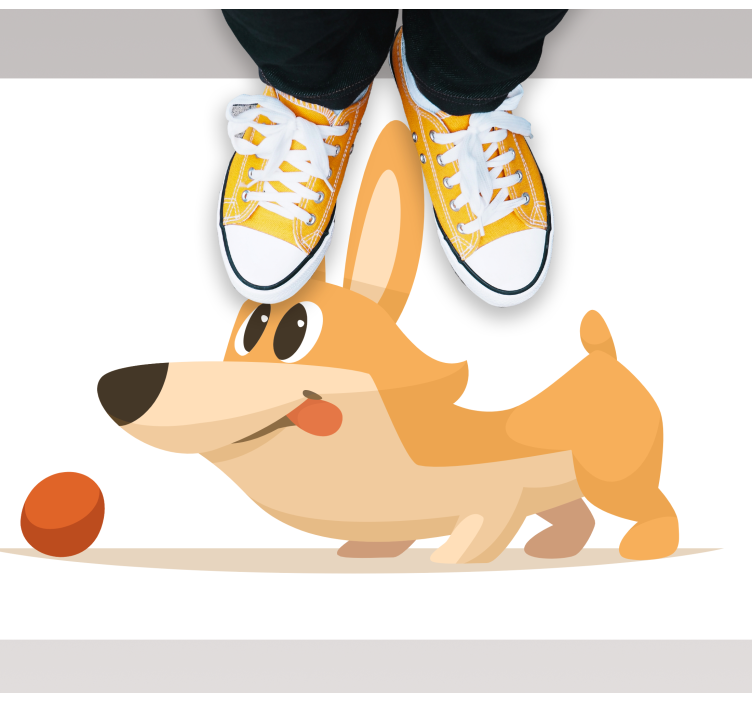 Vinyl Teppich kindlich spielerische corgi-jagd - TenStickers
