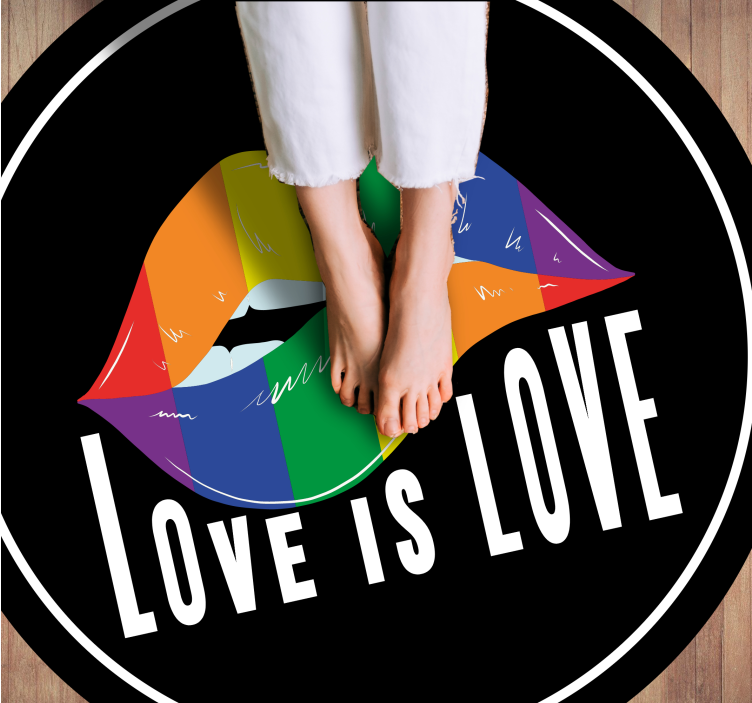 Vinyl Teppich Text buntes lippenmotiv - TenStickers