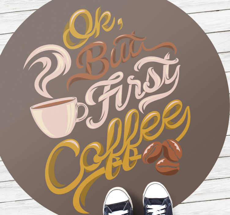 Vinyl Teppich Text typografie mit kaffeemotiven - TenStickers