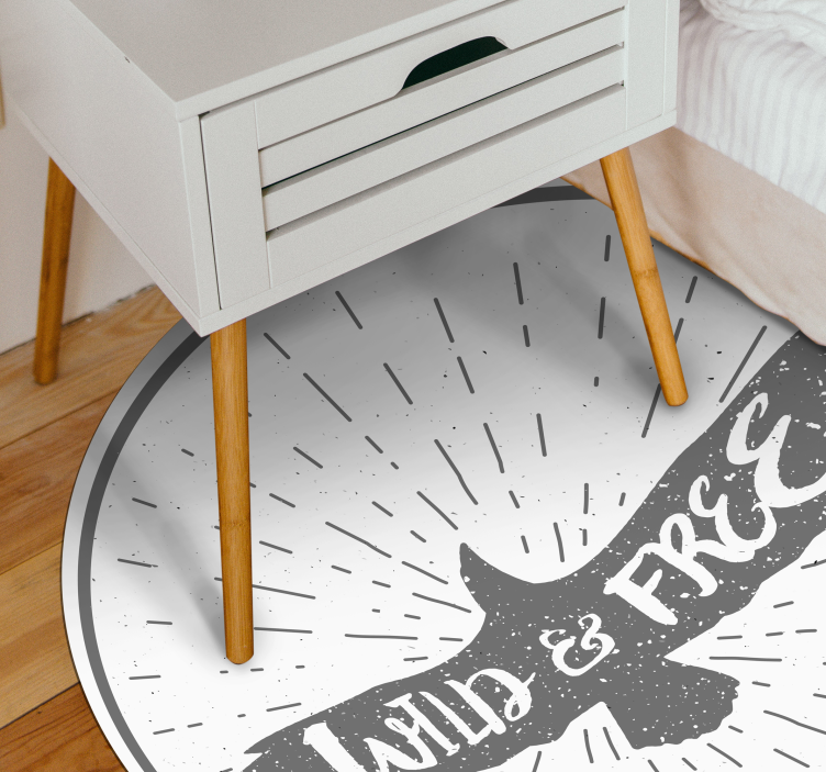 Vinyl Teppich Text wild&free kreis - TenStickers
