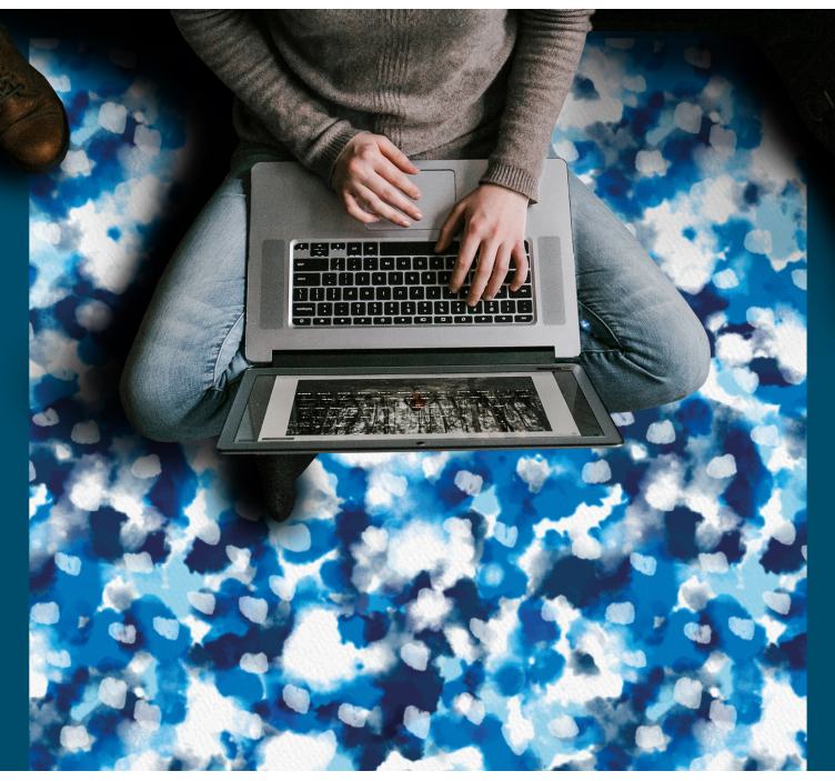 Vinyl Teppich kindlich blaues wolkenmuster - TenStickers