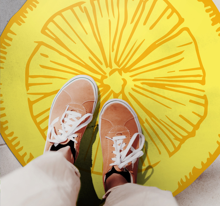 Vinyl Teppich Küche gelbe zitrusscheibe - TenStickers