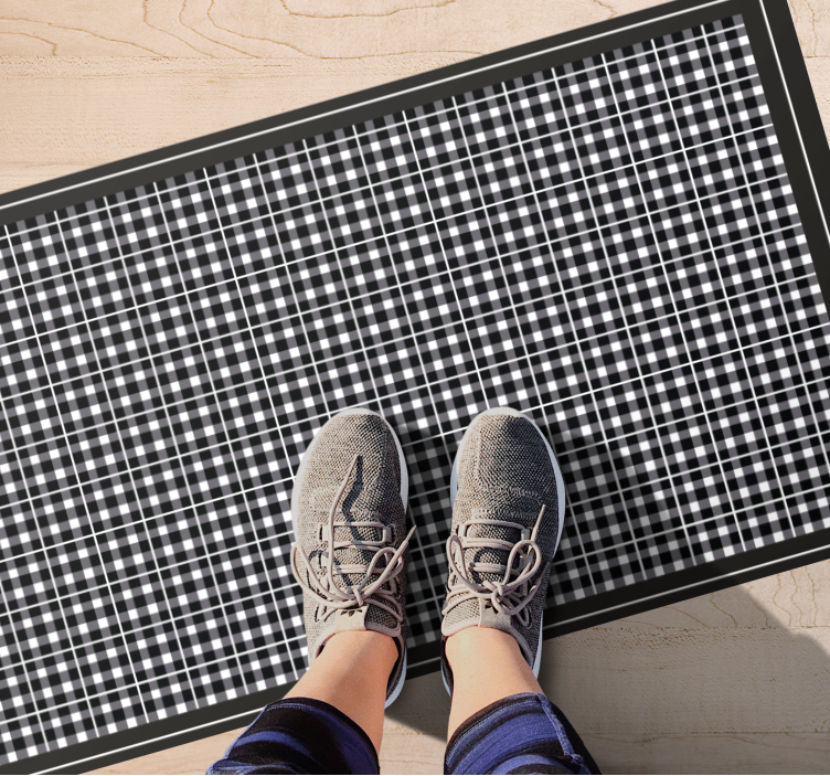 Vinyl Teppich Schlafzimmer kariertes graues muster - TenStickers