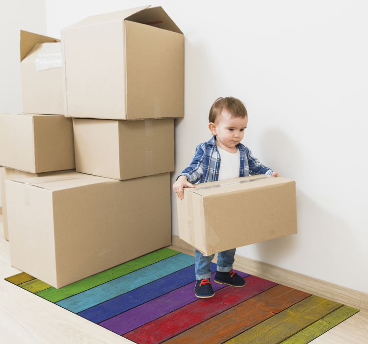 Vinyl Teppich Textur regenbogen-plankenstruktur - TenStickers