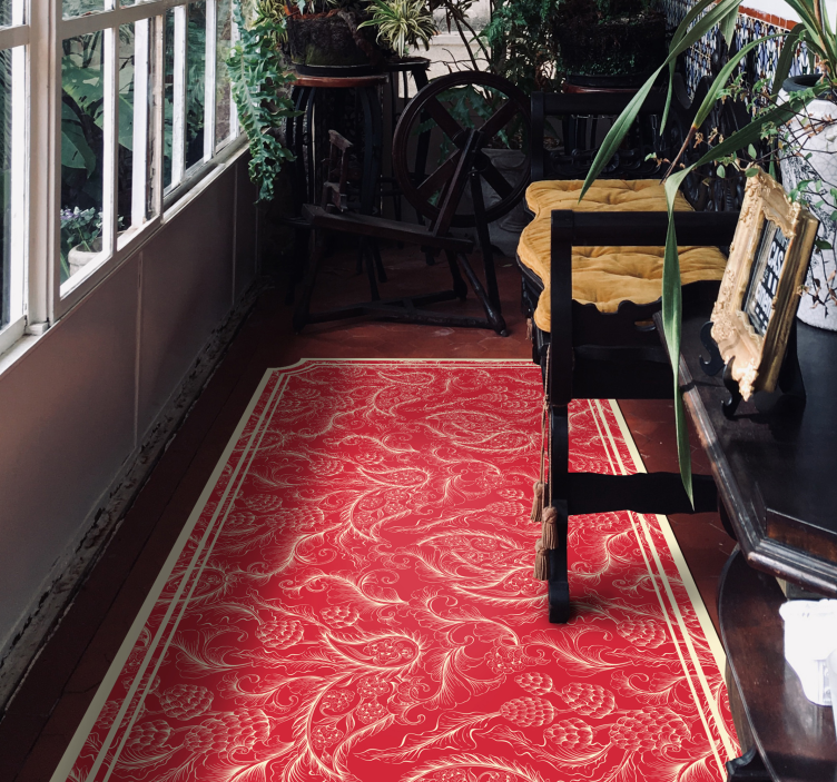 Vinyl Teppich rot verziertes paisley - TenStickers
