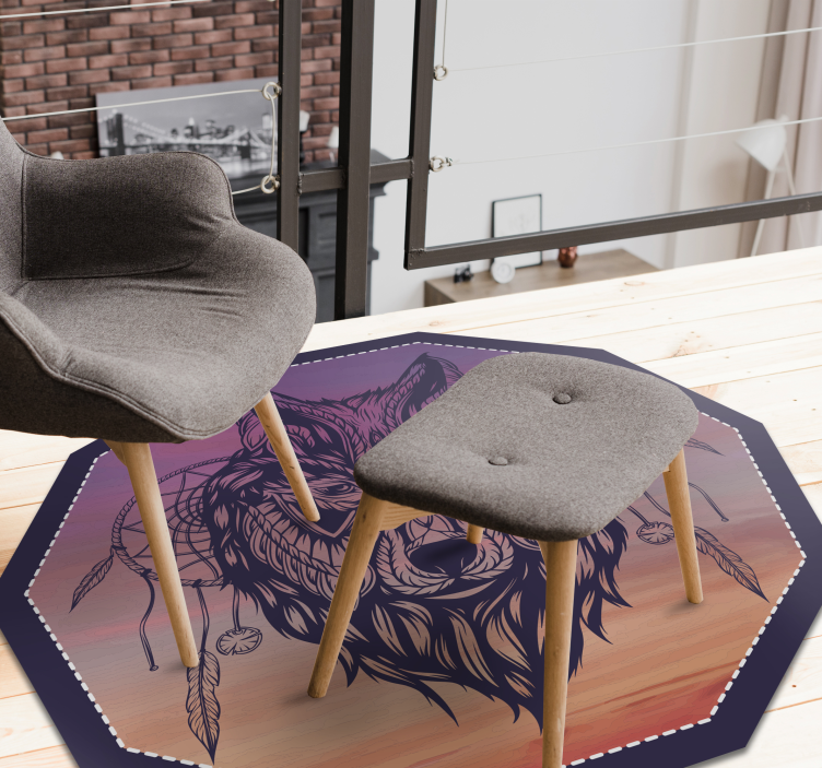 Vinyl Teppich Tiere achteckige wolfsillustration - TenStickers