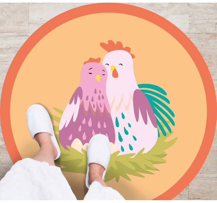 Vinyl Teppich rund charmante gefiederte freunde - TenStickers